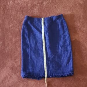 J.Crew Purple Blue Tweed 100% Cotton Fully Lined Kick Split Skirt Size 4